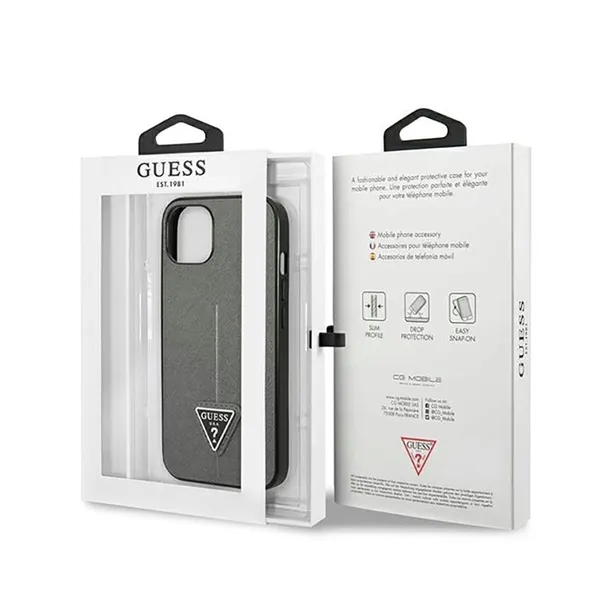 guess-saffiano-triangle-logo-case-etui-iphone-14-plus-srebrny-certyfikat-ce