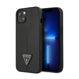 guess-saffiano-triangle-logo-case-etui-iphone-14-plus-czarny