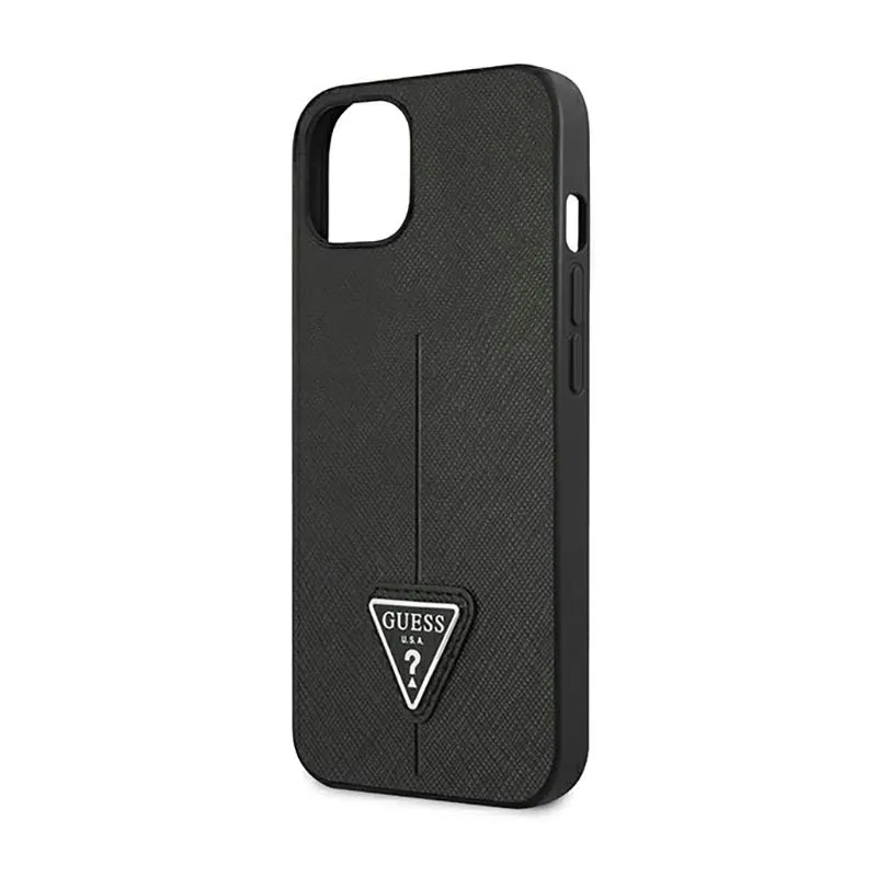 guess-saffiano-triangle-logo-case-etui-iphone-14-plus-czarny