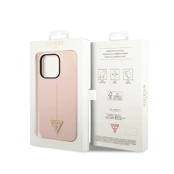 guess-silicone-triangle-logo-etui-iphone-14-pro-rozowy-zalaczone-wyposazenie-szklo-hybrydowe