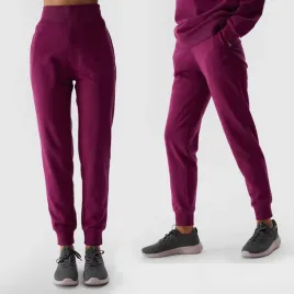 spodnie-damskie-dresowe-4f-joggery-dresy-bawelna-sportowe-burgundowe-xl