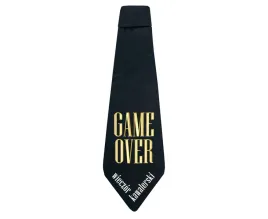 krawat-game-over-czarno-zloty-na-wieczor-kawalerski-10x32-cm