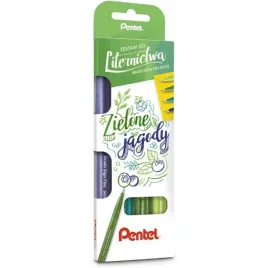 zestaw-do-liternictwa-pentel-brush-sign-pen-zielone-jagody