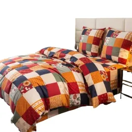komplet-poscieli-dwuosobowej-140x200-2-70x80-posciel-kwiaty-krata