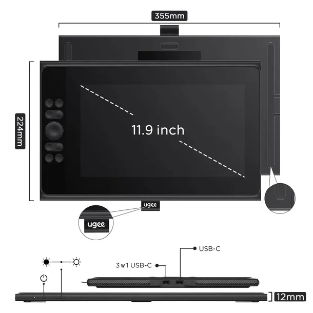 tablet-graficzny-ugee-ue12-plus-waga-z-opakowaniem-1-4-kg