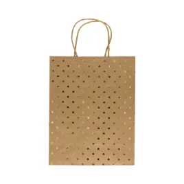 torebka-prezenetowa-papierowa-kraft-zlote-kropki-25x10x20