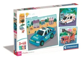 puzzle-3x48-super-color-rescue-vechicles-pojazdy-ratunkowe-clementoni