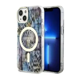 guess-leopard-magsafe-etui-iphone-14-niebieski