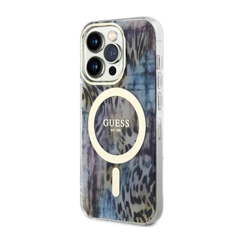 guess-leopard-magsafe-etui-iphone-14-pro-niebieski