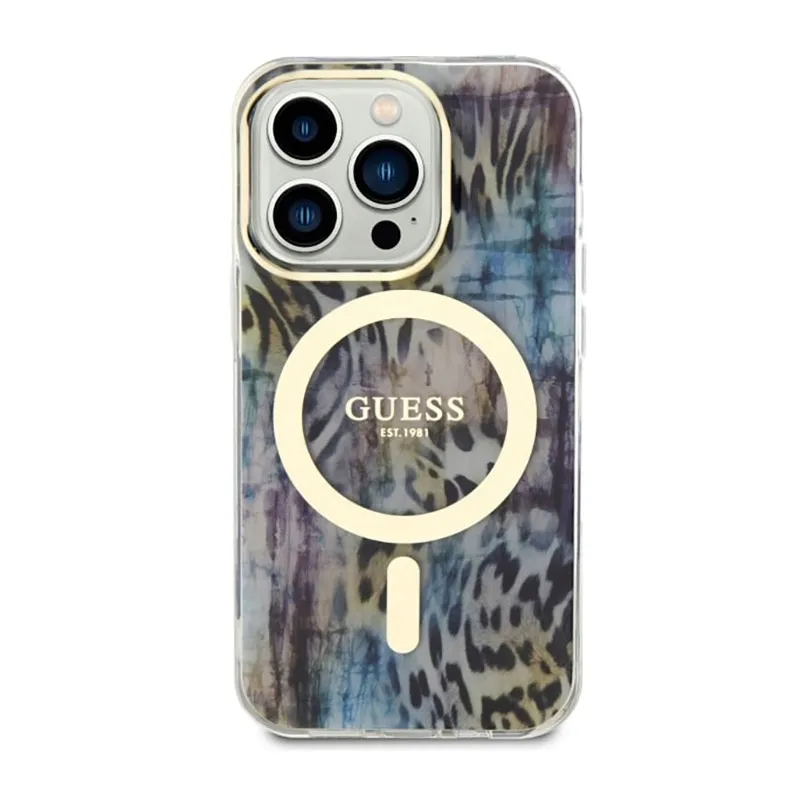 guess-leopard-magsafe-etui-iphone-14-pro-niebieski