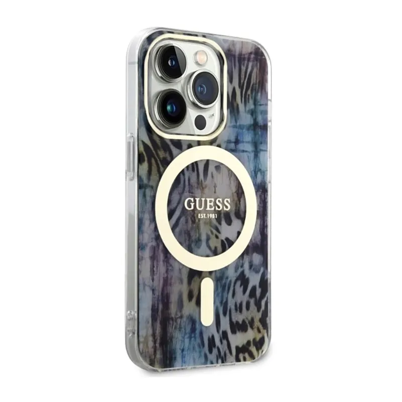 guess-leopard-magsafe-etui-iphone-14-pro-niebieski