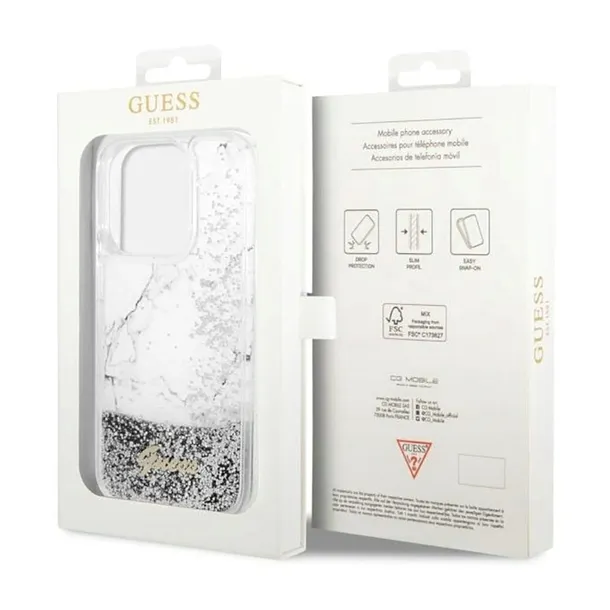 guess-liquid-glitter-marble-etui-iphone-14-pro-max-bialy-zalaczone-wyposazenie-szmatka-do-czyszczenia