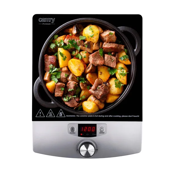 Kuchenka Indukcyjna CR 6515 2000W LCD Timer Czarno-Srebrna