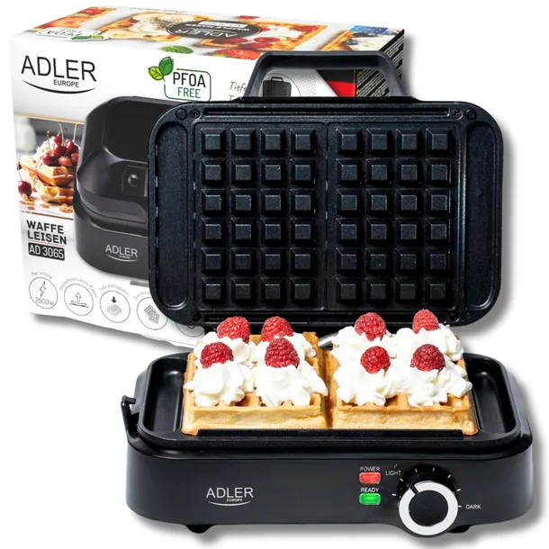 Adler AD 3065 Gofrownica 2000W Nieprzywierająca Regulacja Temperatury