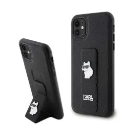 karl-lagerfeld-gripstand-saffiano-choupette-pins-etui-iphone-11-czarny