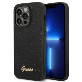 guess-glitter-flakes-metal-logo-case-etui-iphone-14-pro-czarny
