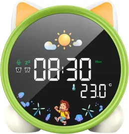 lampka-nocna-electronica-4u-zielona-led-akumulatorowa-z-budzikiem