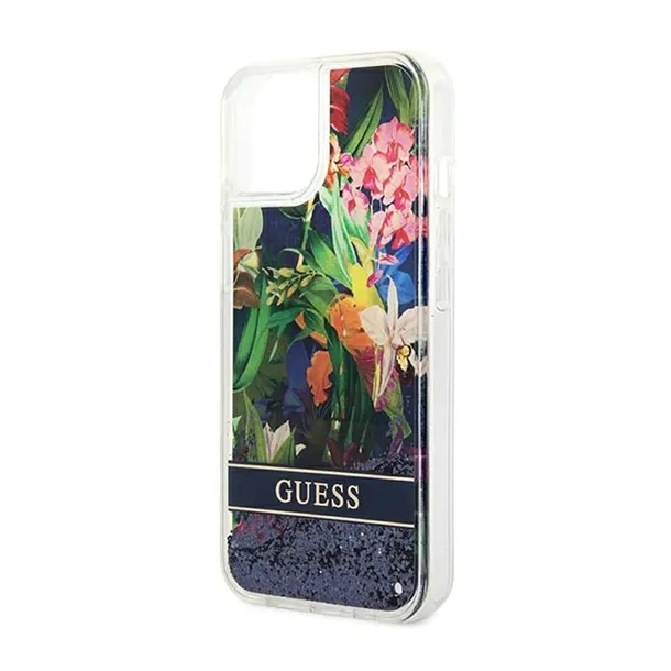 guess-liquid-glitter-flower-etui-iphone-14-plus-niebieski-rozszerzenie-podstawka