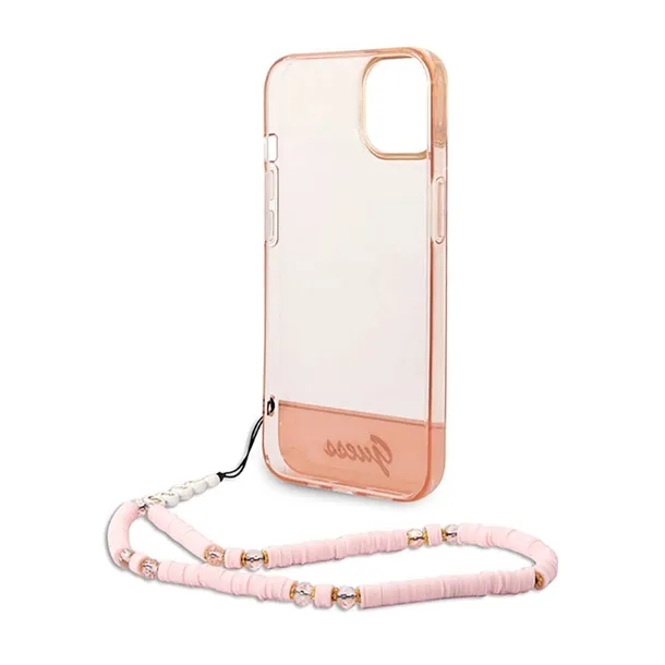 guess-translucent-pearl-strap-etui-iphone-14-plus-rozowy-rozszerzenie-podstawka