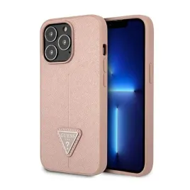 guess-saffiano-triangle-logo-case-etui-iphone-14-pro-rozowy