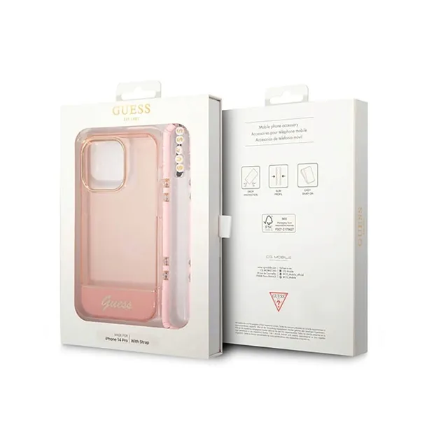 guess-translucent-pearl-strap-etui-iphone-14-pro-max-rozowy-funkcje-ladowanie-indukcyjne-pochlanianie-wstrzasow