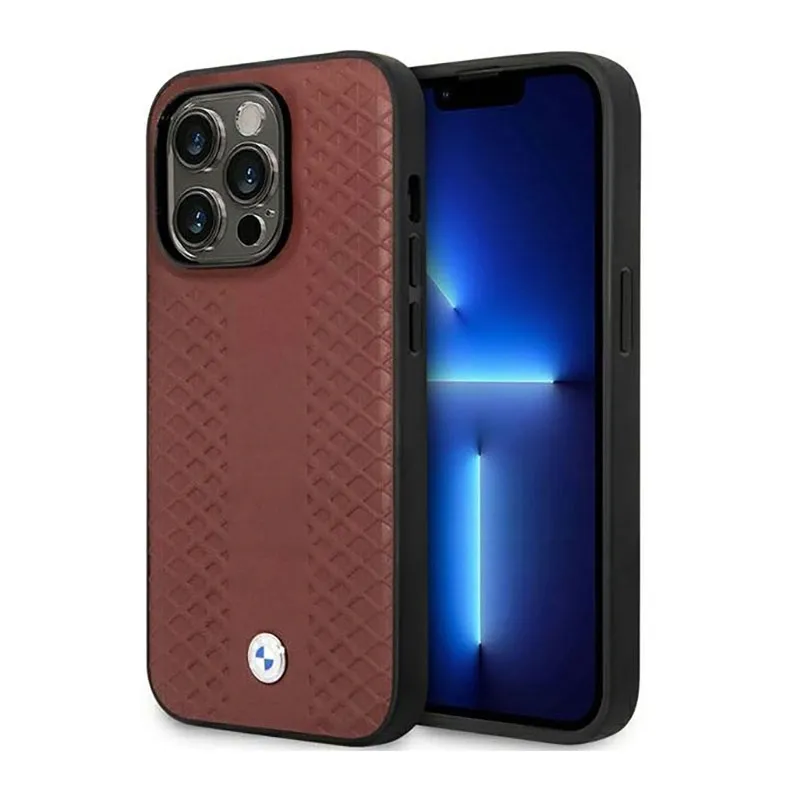 bmw-leather-diamond-pattern-etui-iphone-14-pro-max-burgundowy