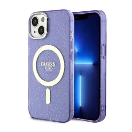 guess-glitter-gold-magsafe-etui-iphone-14-plus-purpurowy