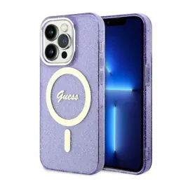 guess-glitter-gold-magsafe-etui-iphone-14-pro-max-purpurowy
