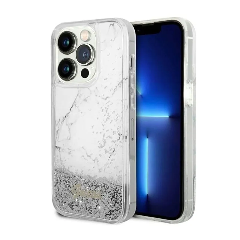 guess-liquid-glitter-marble-etui-iphone-14-pro-bialy