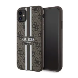 guess-4g-printed-stripes-magsafe-etui-iphone-11-brazowy
