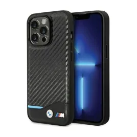 bmw-leather-carbon-blue-line-etui-iphone-13-pro-max-czarny