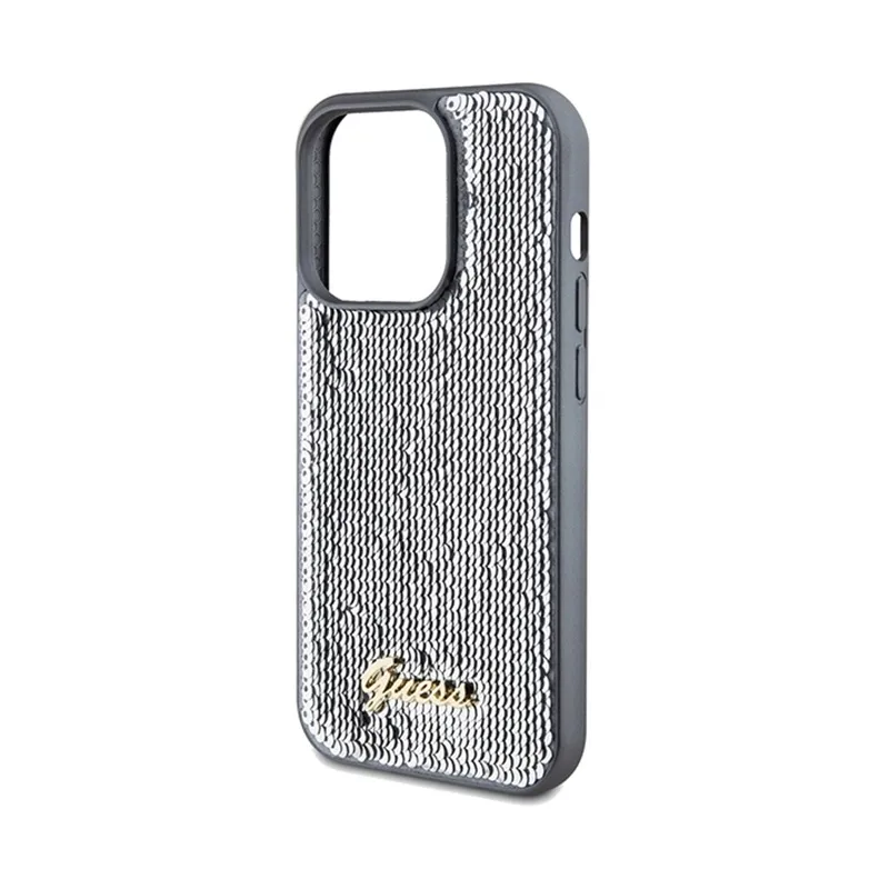 guess-sequin-script-metal-etui-iphone-14-pro-max-srebrny