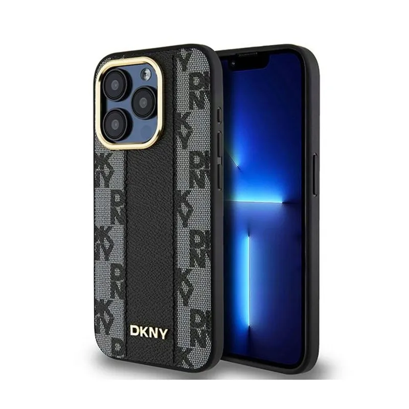 dkny-leather-checkered-mono-pattern-magsafe-etui-iphone-15-pro-czarny