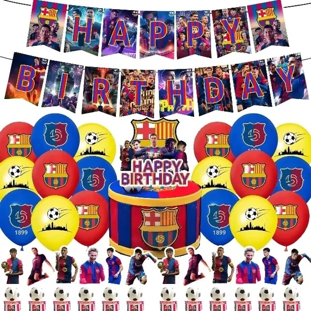 DUŻY ZESTAW URODZINOWY FC BARCELONA 32el. BALONY GOTOWE PRZYJĘCIE