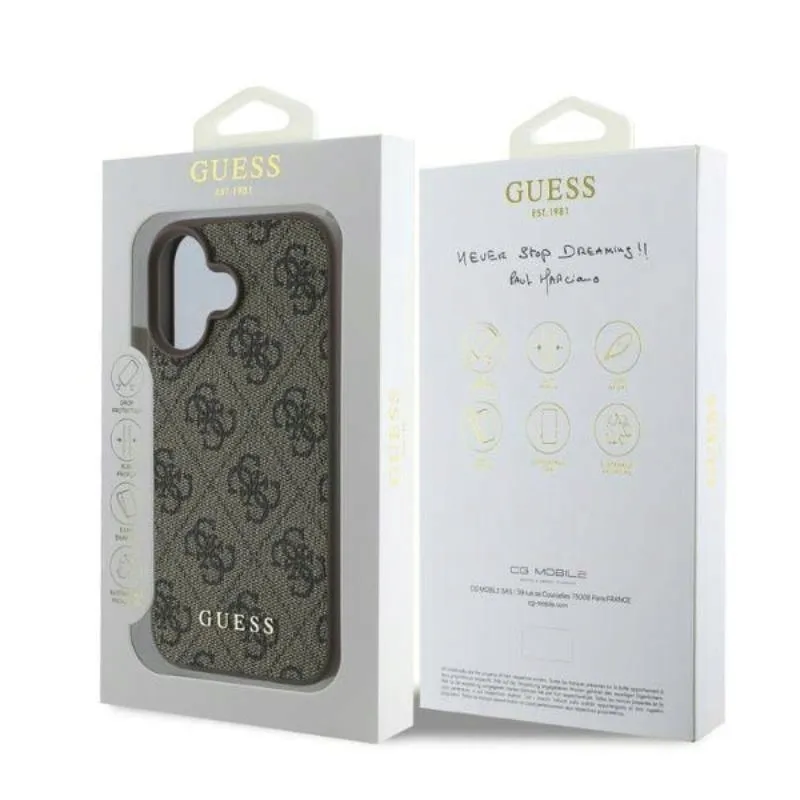 guess-4g-classic-etui-iphone-16-brazowy