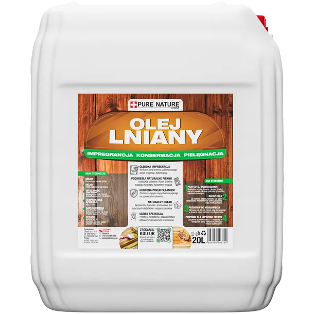 OLEJ LNIANY DO DREWNA NATURALNY OLEJ DO IMPREGNACJI PIĘLĘGNACJI DREWNA 20L