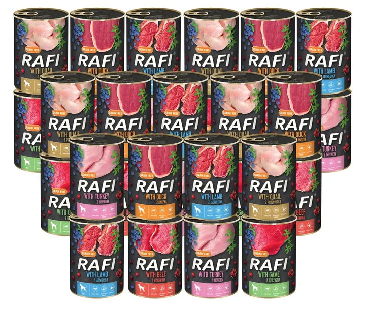 RAFI PREMIUM Mokra karma dla psa Mix smaków 30x800g