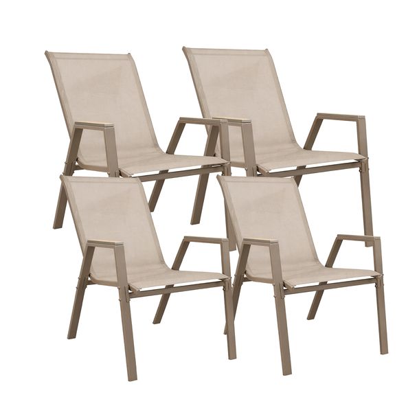 4SZT METALOWE NOWOCZESNE KRZESŁO OGRODOWE TARAS BALKON 4X POLA KD TAUPE