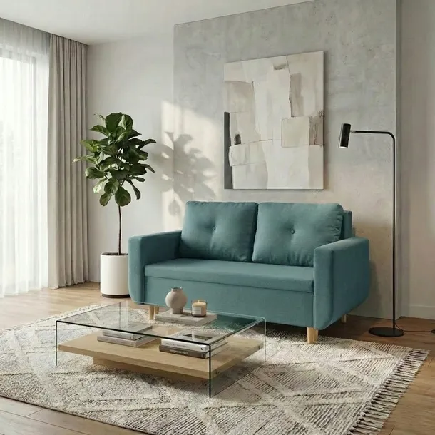 Sofa kanapa 2 os z funkcją spania DORO miętowa