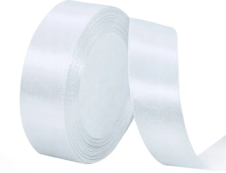 TASIEMKA SATYNOWA BIAŁA 25 MM X 23 M WSTĄŻKA DEKORACJA