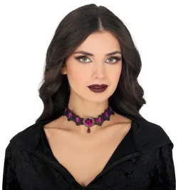 choker-fioletowo-czarny-z-kamieniem-ozdobnym-haft-gotycki-halloween
