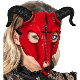 maska-rogata-bestia-diabel-czerwona-diablica-halloweenowa-halloween-czarna