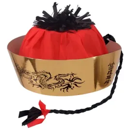 czapka-chinczyka-chinczyk-orientalna-papierowa-warkocz