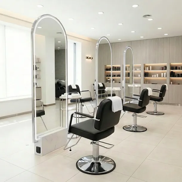 Konsola konsoleta fryzjerska barberska lustro 200x80 LED PRO dwustronne
