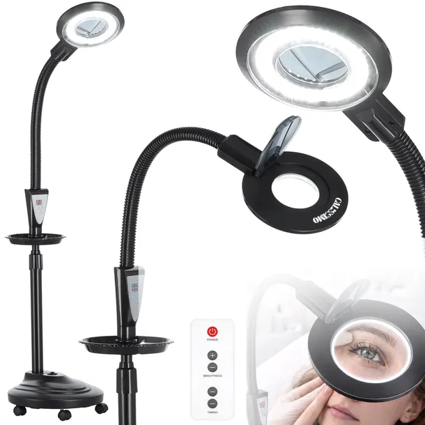 Lampa LED Lupa Kosmetyczna 24W Powiększająca Do Rzęs Czarna + Tacka