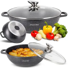 garnek-tradycyjny-kamille-4-l-czarny-marmurowy-z-pokrywka-28-cm