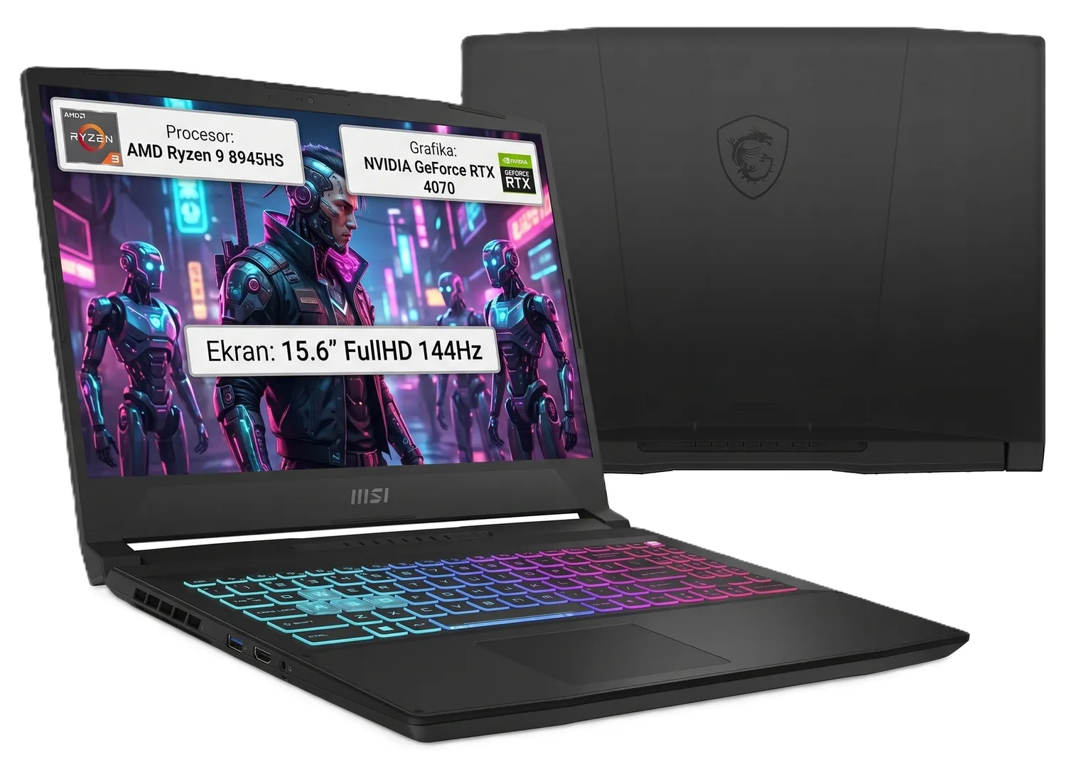 Laptop MSI Katana A15 AI Ryzen 9 8945HS 16GB 1TB RTX4070 8GB 15.6" FHD 144Hz W11