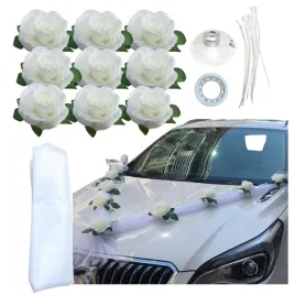 kwiaty-zolta-dekoracja-samochodu-bialy-10-cm-20-cm