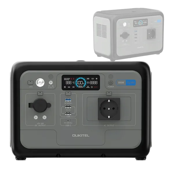 Oukitel P800 800 W 512Wh Przenośna stacja zasilania LiFePO4 Lekka Aplikacja