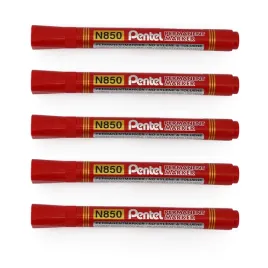 marker-permanentny-pentel-n850-okragly-czerwony-zestaw-x5